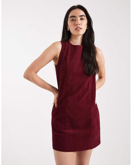 Threadbare Red Cord Sleeveless Mini Dress
