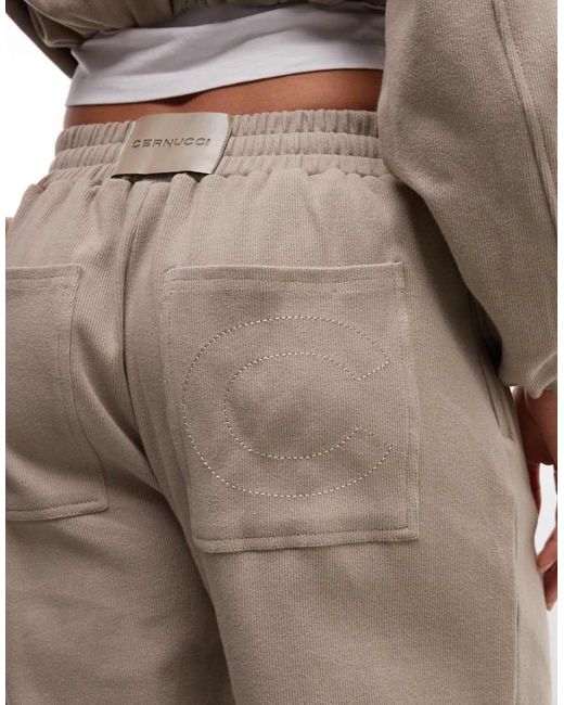 CERNUCCI Geribbelde Pull-On Joggingbroek Met Wijde Pijpen En Knopen in het Natural