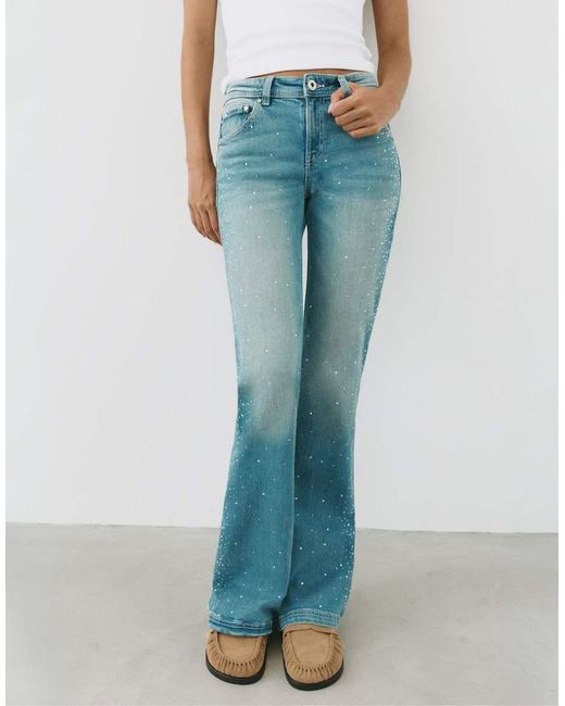 Pull&Bear Jeans Met Bootcut En Strass in het Blue