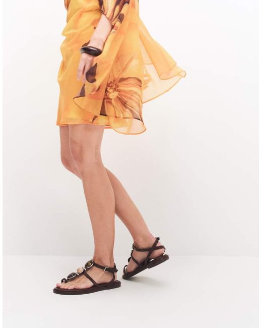 ASOS White Fenella Flat Sandals With Oversized Stone Detail