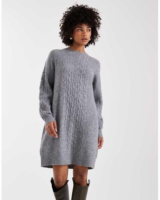 Pieces Gray Cable Knitted Mini Dress