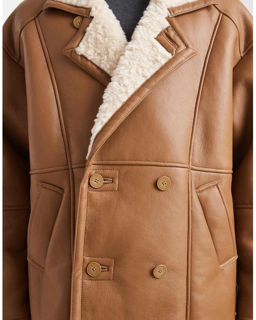 ASOS Brown Oversized Aviator Jacket for men