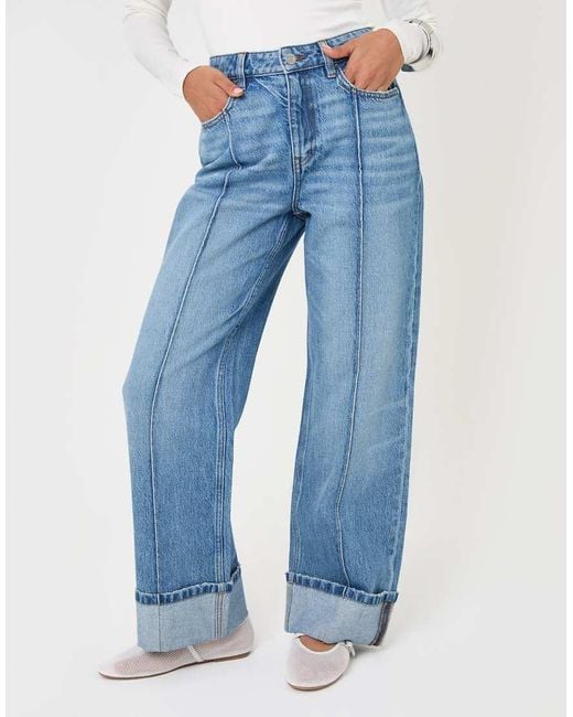 Threadbare Blue Wide Leg Turn Up Jeans