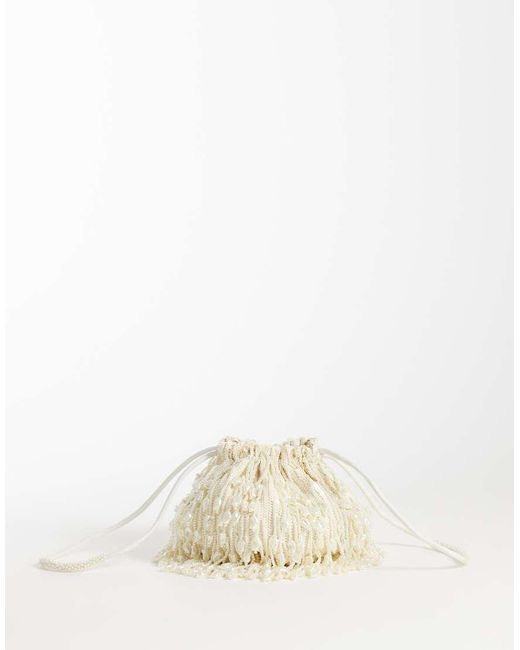 ASOS Natural Embellished Clutch Bucket Bag