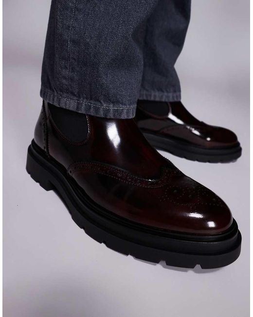 Steve Madden Blue Stancie Chelsea Boots With Brogue Detail for men