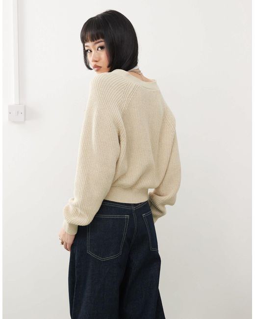 Monki Natural – gerippte strickjacke