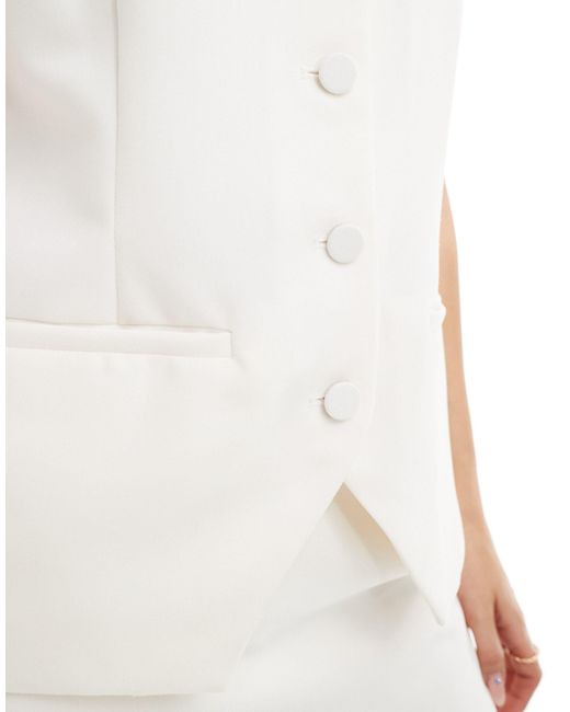 Abercrombie & Fitch White Co-ord High Neck Longline Waistcoat