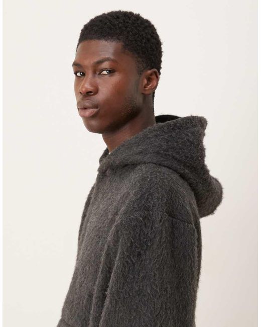 ASOS Gray Relaxed Brushed Textured Hoodie for men