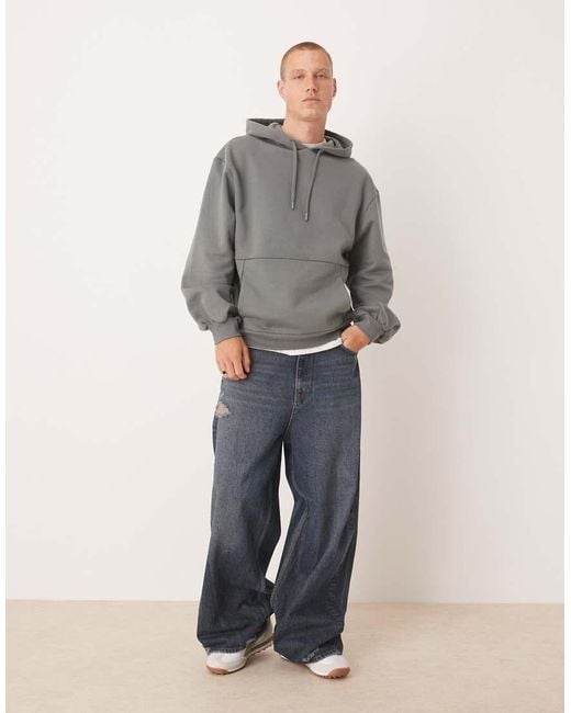 ASOS Gray Premium Heavyweight Oversized Hoodie With Bell Sleeve for men