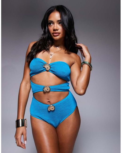 Moda Minx Badpak Met Uitsnijdingen En Schelpen in het Blue