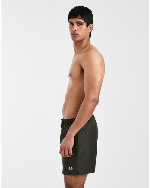 Fred Perry Green Drawstring Logo Swim Shorts for men