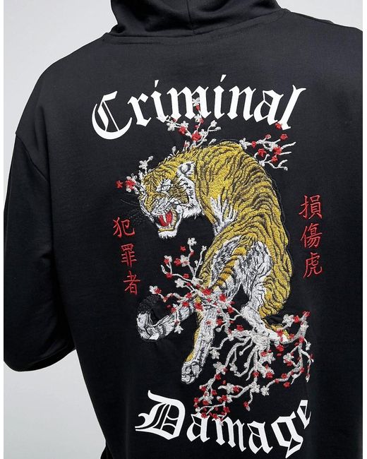 Hoodie with tiger top on back