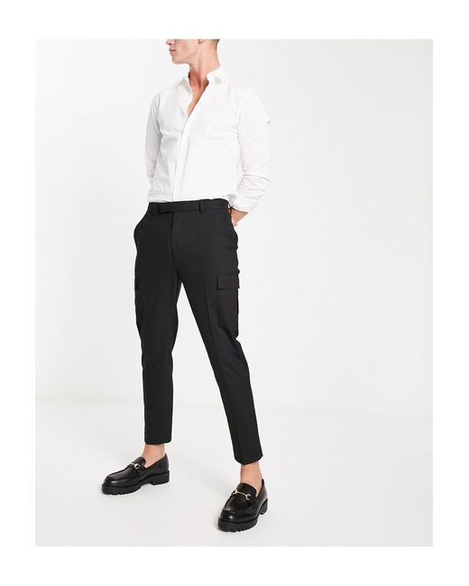 ASOS Smart Tapered Trouser With Cargo Pockets in White for Men Lyst