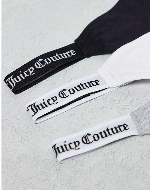 Juicy Couture Gray 3 Pack Logo Waist Band Thong