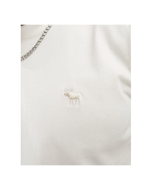 Elevated icon - t-shirt color crema con logo di Abercrombie & Fitch in White da Uomo