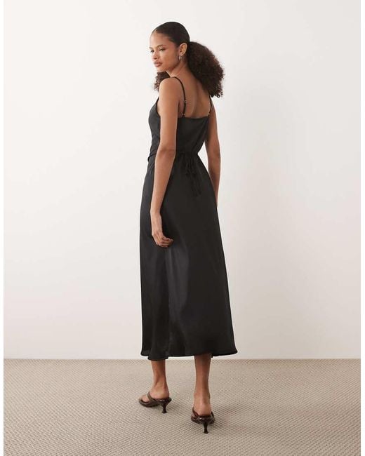 New Look White Satin Cowl Neck Midi Dress
