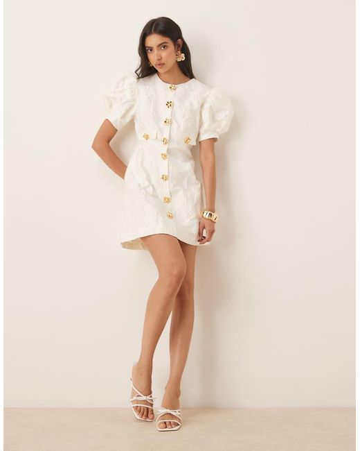 Sister Jane Natural Anemone Jacquard Mini Dress