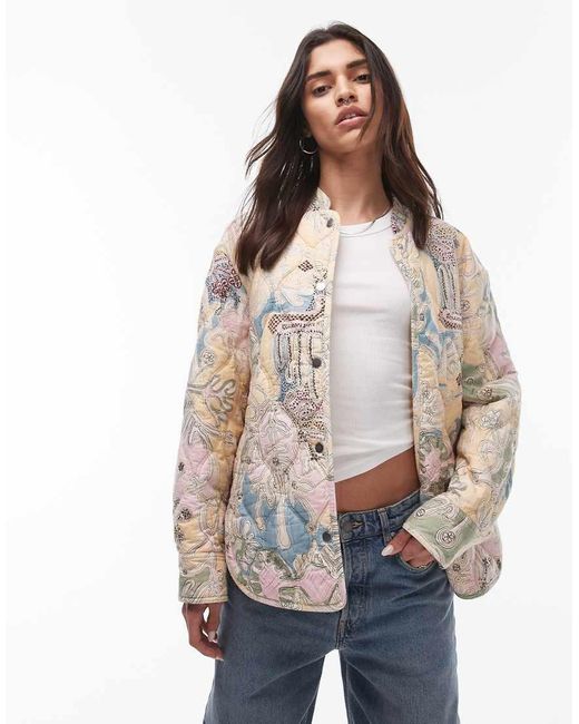 Chaqueta Guateada Con Estampado Art Déco Abstracto De & Other Stories de color Natural