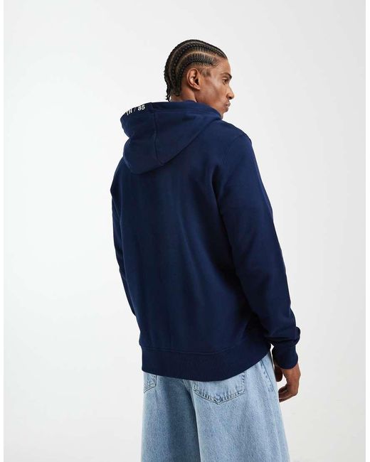 Tommy Hilfiger Blue Nautical Graphic Zip Up Hoodie for men