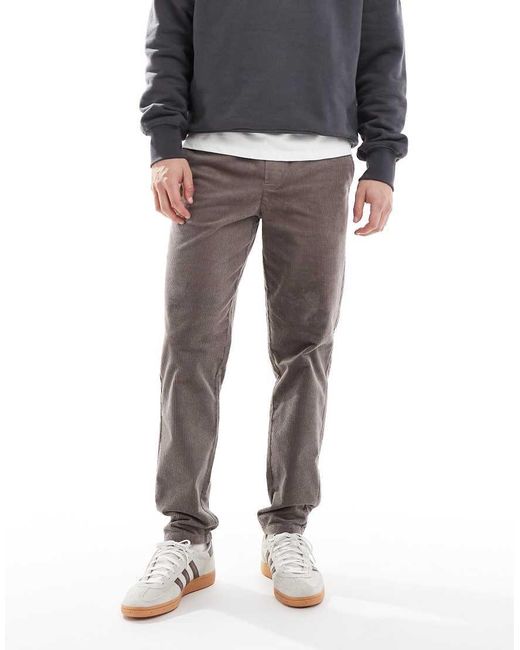 Pantalones Marrón Claro De Corte Tapered De Pana De Only & Sons de hombre de color Black