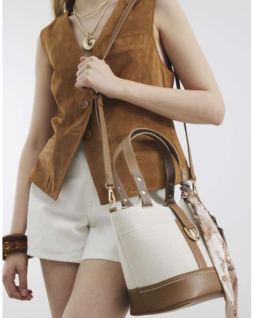River Island White Panelled Bucket Bag