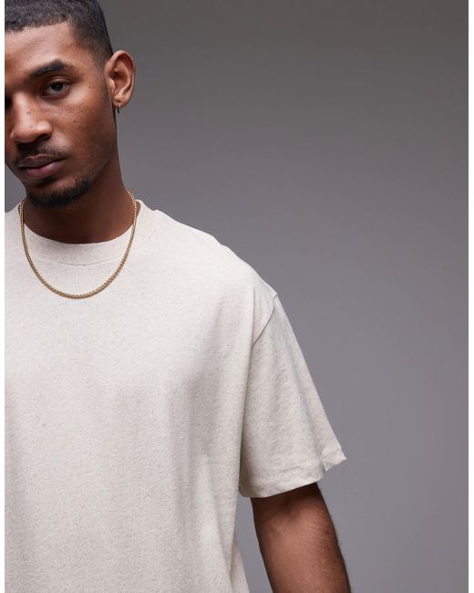 Topman – oversize-t-shirt aus leinenmix in Gray für Herren