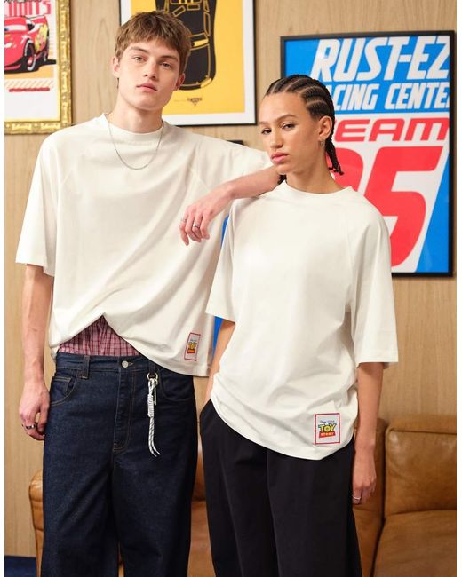 ASOS White Disney Pixar Oversized Raglan T-Shirt With Toy Story Print