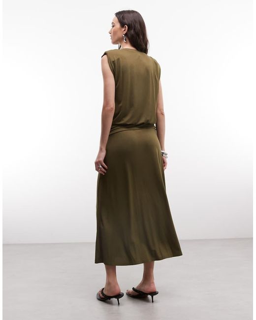 ASOS Natural Ruched Waist Maxi Dress