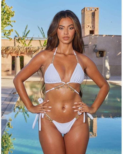 Top De Bikini Triangular Con Diseño Envolvente Seychelles De X Sophie Piper Moda Minx de color Blue