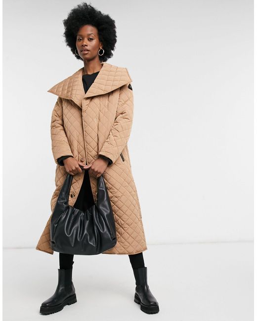 River Island Natural Fallaway Quilted Coat