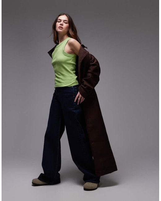 TOPSHOP Green Rib Racer Vest