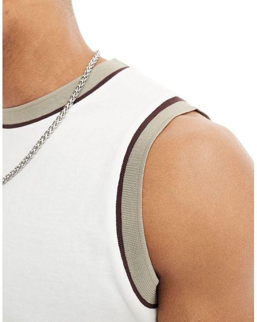 ASOS White Vest With Contrast Tipping for men