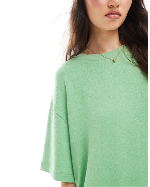 T-shirt oversize en maille texturée ASOS en coloris Green