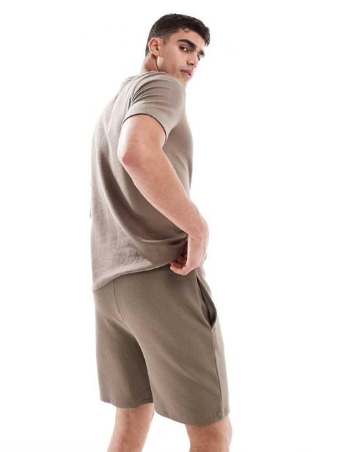 Boss Brown Waffle Co-ord Shorts for men