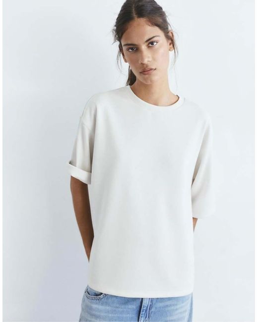 Pull&Bear White Oversize Short Sleeve T-shirt