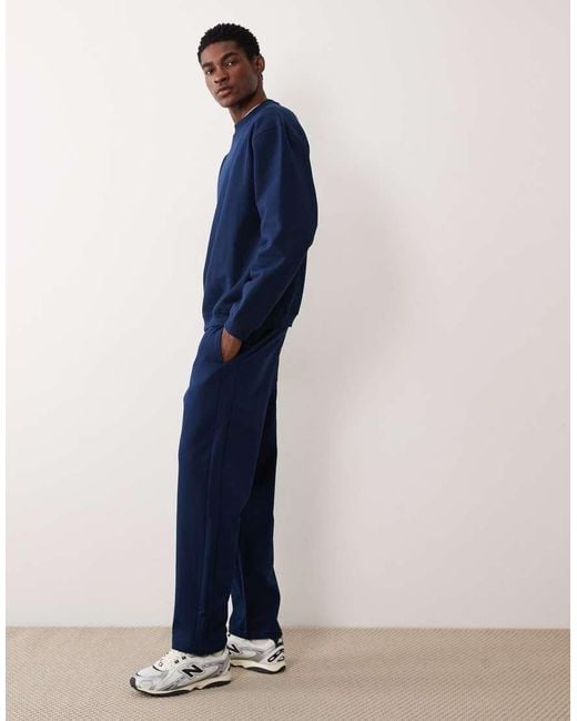 ASOS Blue Circular Design Collection Heavyweight Straight Leg Trackies for men