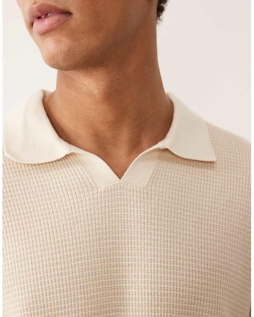 Jack & Jones Natural Premium Split Neck Knitted Top for men