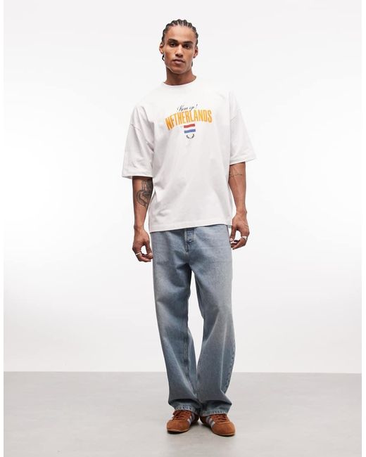 ASOS Gray Oversized T-shirt With Netherlands Soccer Graphic for men