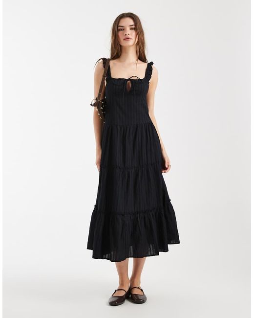 Cotton On Black Skye Corset Detailing Midi Dress