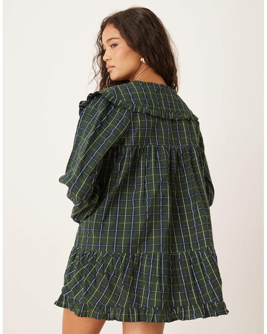Neon Rose Green – oversize-kleid mit v-ausschnitt und kragen