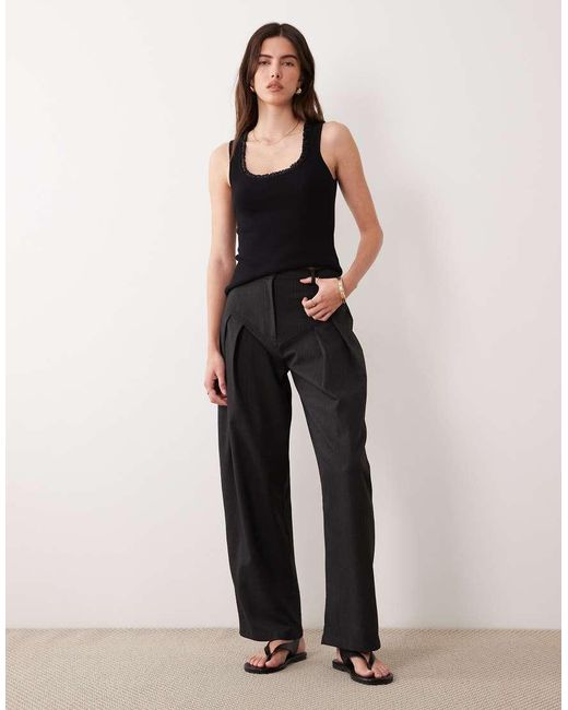ASOS Black Satin Frill Edge Knitted Cami Top