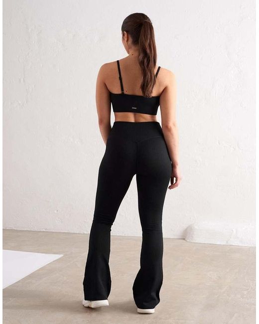 Aim'n Black Ribbed Seamless Flare Tights