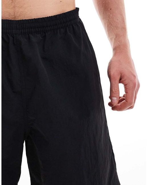 Weekday Black Ed Skater Style Swim Shorts for men