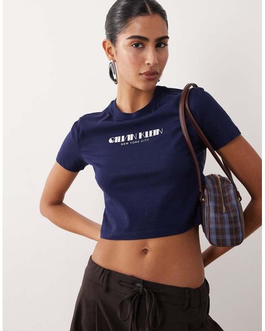 Calvin Klein Blue Cropped Baby Tee