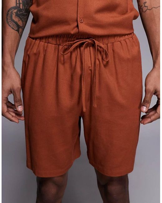 South Beach Red Linen Short for men
