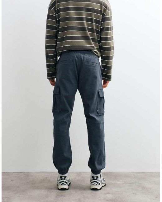 Jack & Jones Gray Cuffed Slim Cargo Trousers for men