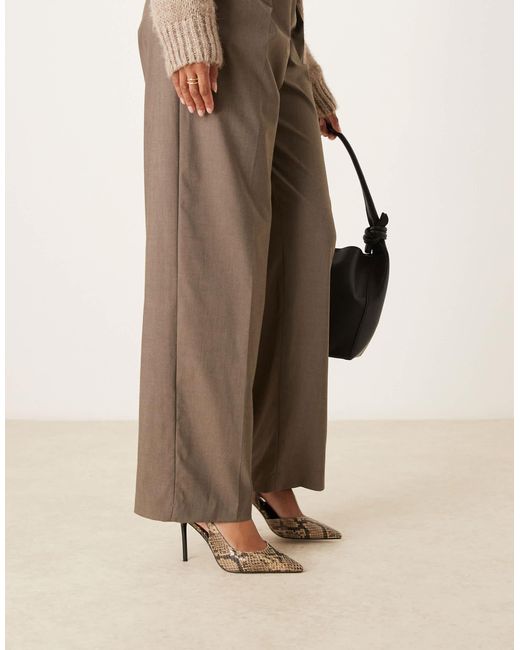 ASOS Natural – polar d'orsay – slingback-schuhe mit schlangenmuster und hohem absatz