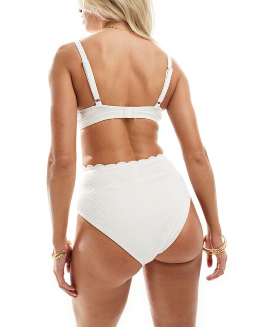 Peek & Beau White Fuller Bust Scallop High Apex Triangle Bikini Top