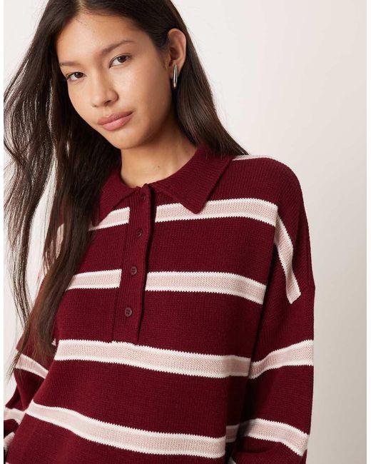ASOS Red Knitted Polo Top