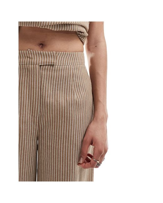 Pantaloni dritti effetto lino gessati di Reclaimed (vintage) in Natural